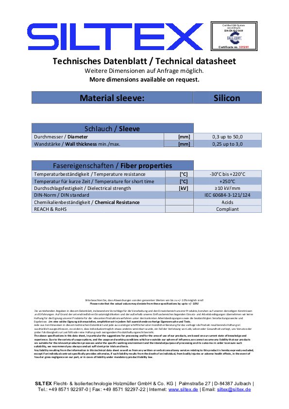 Siltex Datenblatt-Silikonschlauch-SE