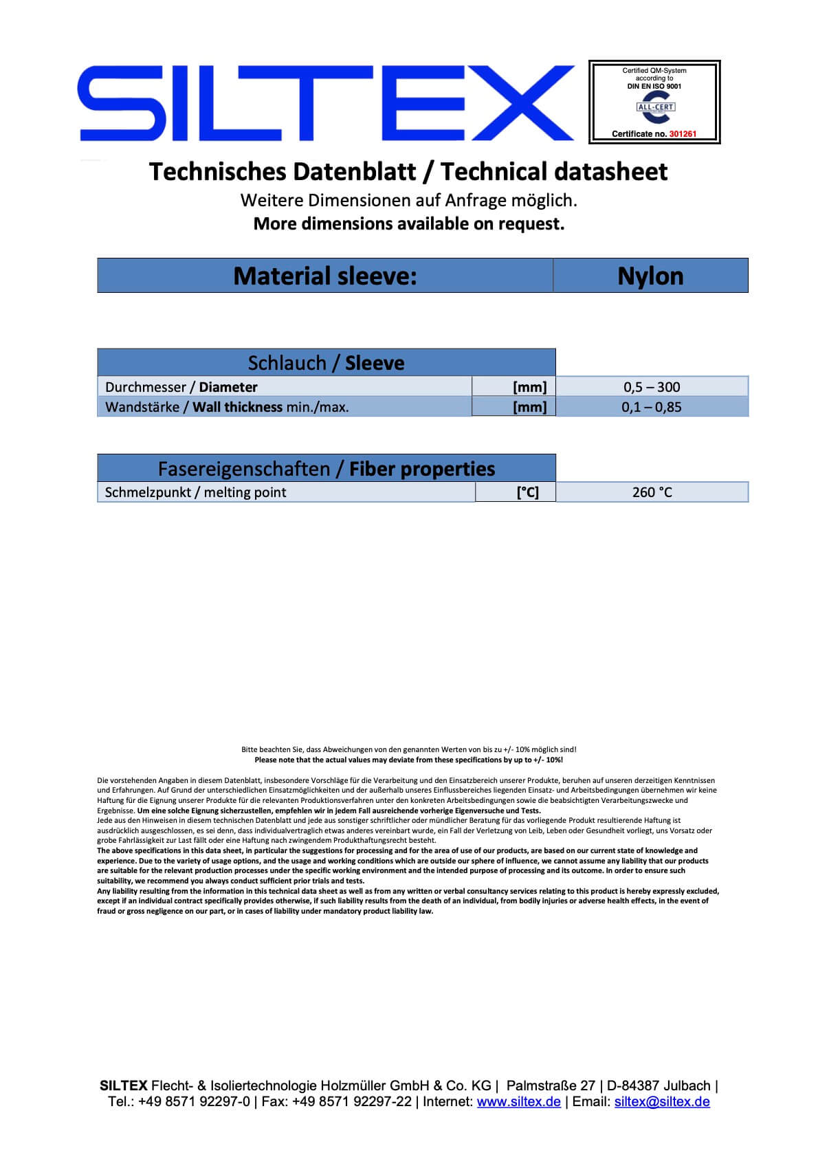 Nylon Datenblatt-Bild
